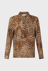 BRISIA LACING LEOPARD PRINT BLOUSE