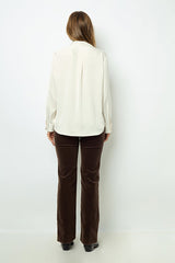 BRIGITTE WHITE PLAIN SATIN BLOUSE