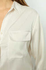 BRIGITTE WHITE PLAIN SATIN BLOUSE