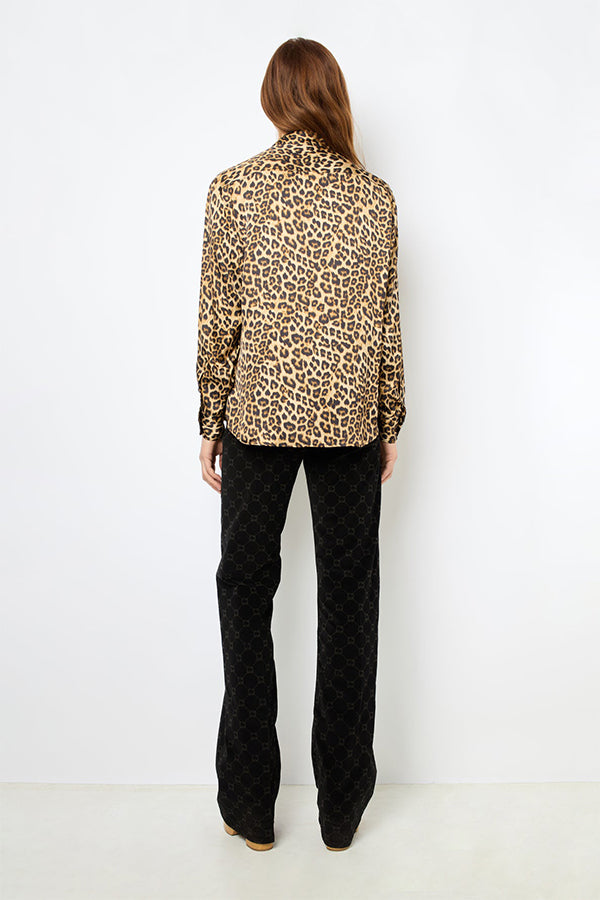 BRIONY SATIN LEOPARD PRINT SHIRT