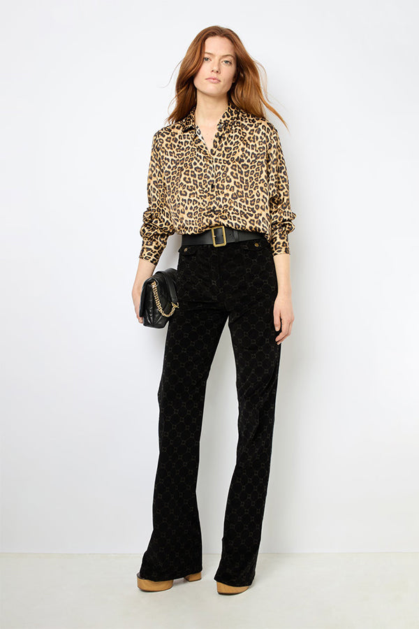 BRIONY SATIN LEOPARD PRINT SHIRT