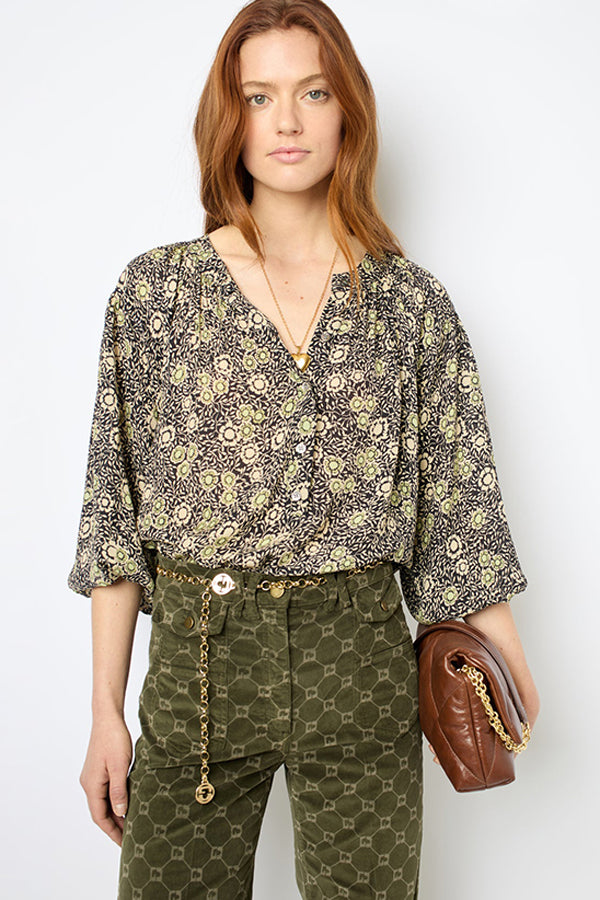 ADENA ROUND NECK FLORAL BLOUSE