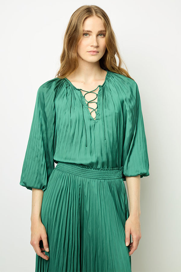 BABETH PLEATED SATIN BLOUSE