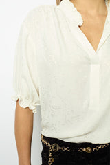 BEATRICE RUFFLES JACQUARD BLOUSE