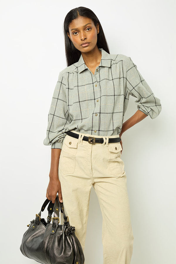 BELLE LUREX PLAID BLOUSE