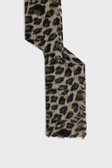 DANY KAKI WOOL CASHMERE LEOPARD SCARF