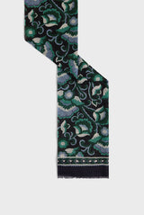 DOUHA GREEN PRINTED WOOL SCARF