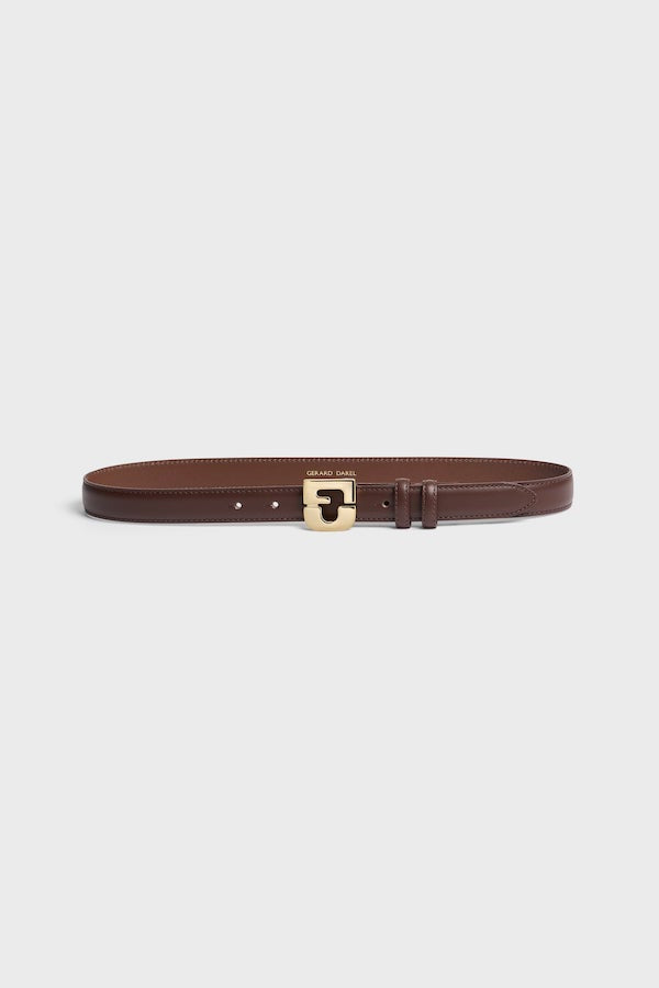 LE LAUREN BROWN LEATHER SIGNATURE BELT