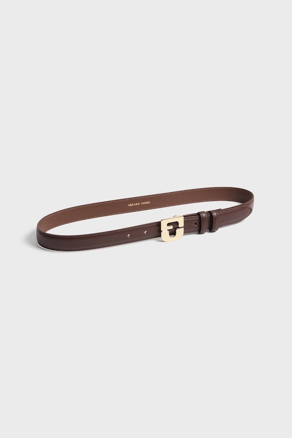 LE LAUREN BROWN LEATHER SIGNATURE BELT