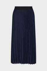 CHARLENE BLUE PLAIN PLEATED MIDI SKIRT