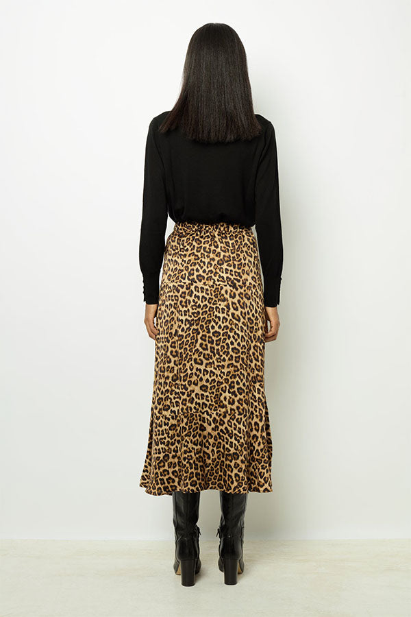 CONSTANCE LEOPARD MIDI SKIRT