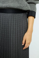 CINDA RHINESTONE PLEATED SKIRT