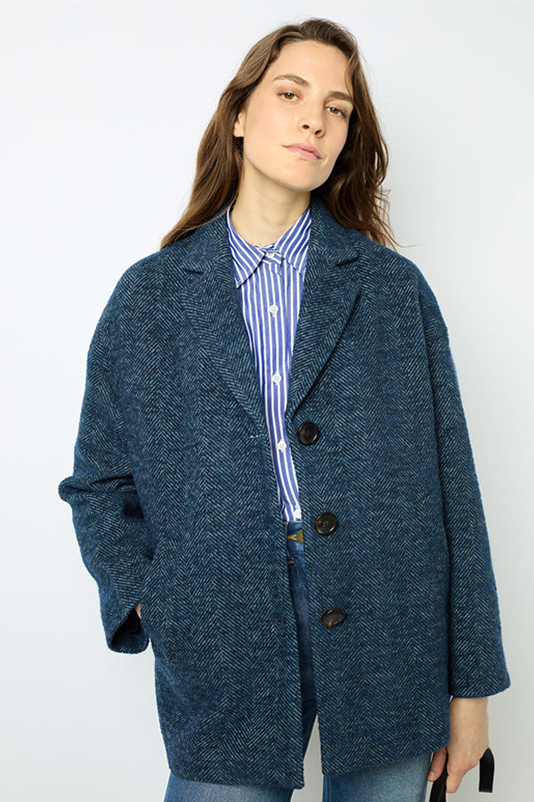 LEDA HERRINGBONE SHORT COAT