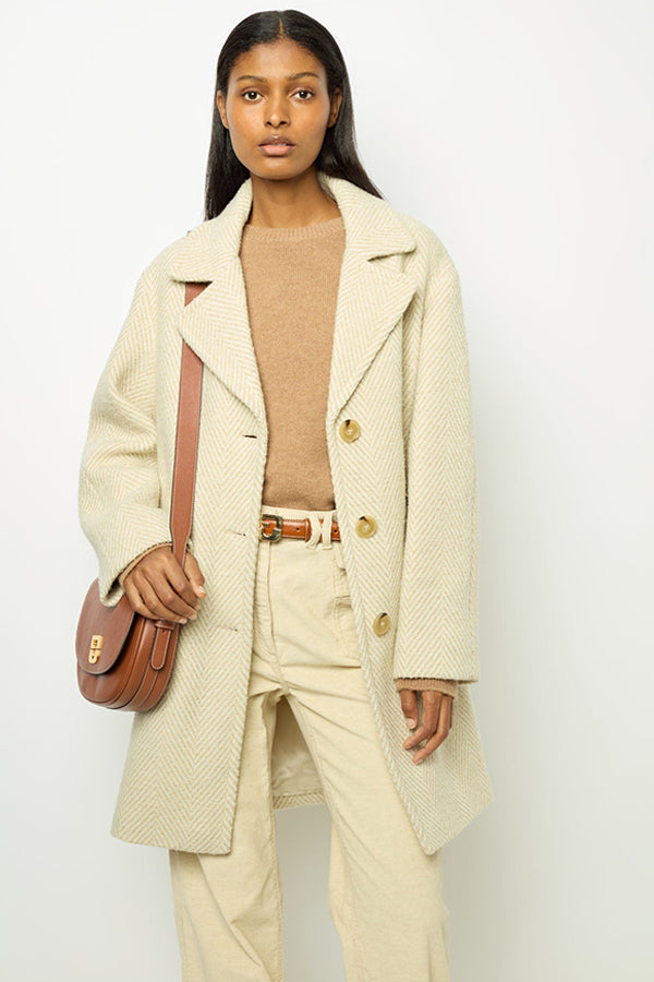 LEONETTE HERRINGBONE LOOSE COAT