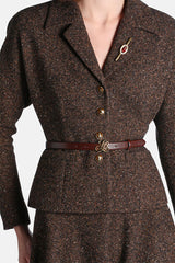 DANIELINA BROWN SLIM CROCODILE PRINT LEATHER BELT