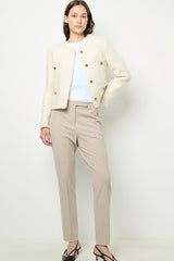 NALA SAND ELASTICATED SLIM FIT TROUSERS