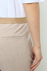 NALA SAND ELASTICATED SLIM FIT TROUSERS