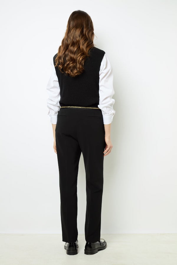 NEA BLACK ELASTICATED SLIM TROUSERS