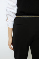 NEA BLACK ELASTICATED SLIM TROUSERS