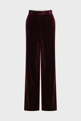 NORA BURGUNDY SMOOTH VELVET TROUSERS