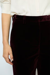 NORA BURGUNDY SMOOTH VELVET TROUSERS