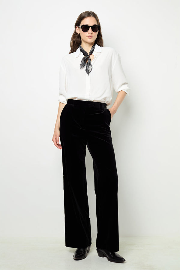 NORA BLACK SMOOTH VELVET TROUSERS