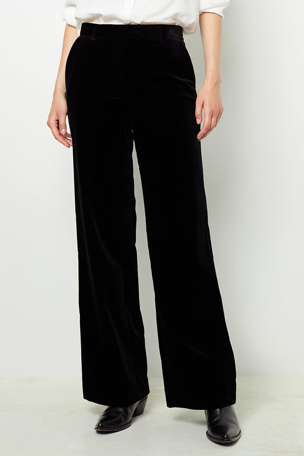 NORA BLACK SMOOTH VELVET TROUSERS