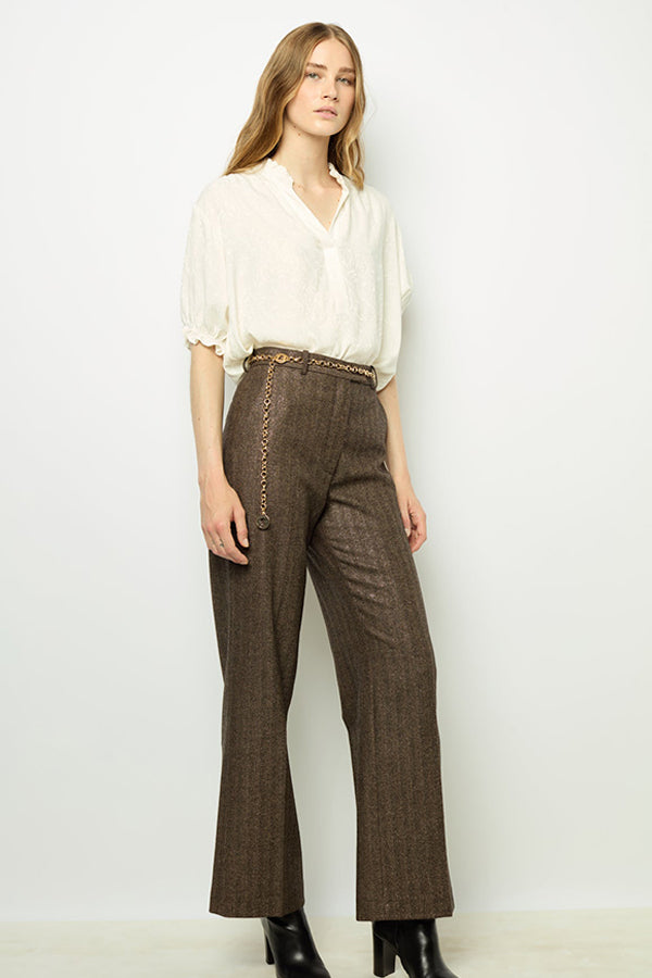 DALI HERRINGBONE STRAIGHT CUT TROUSERS