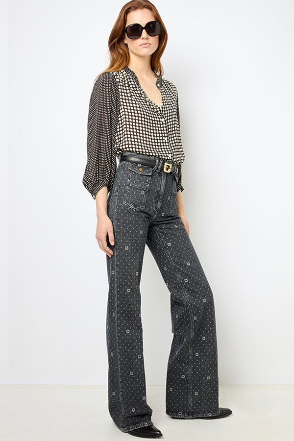 ANNA FLARED POLKA DOT JEANS