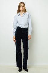 NAZIA BLUE FLARED CORDUROY TROUSERS