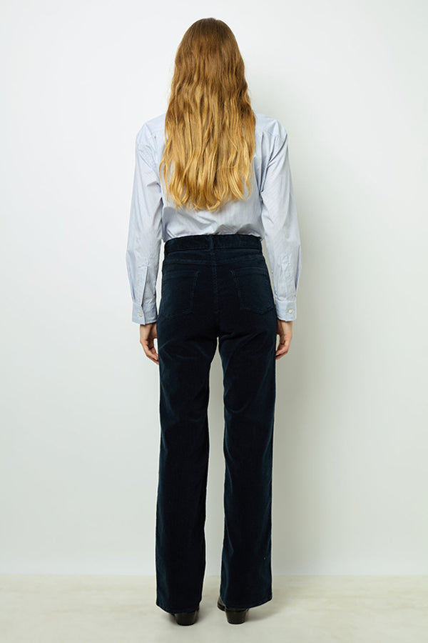 NAZIA BLUE FLARED CORDUROY TROUSERS