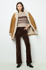 NAZIA BROWN FLARED CORDUROY TROUSERS