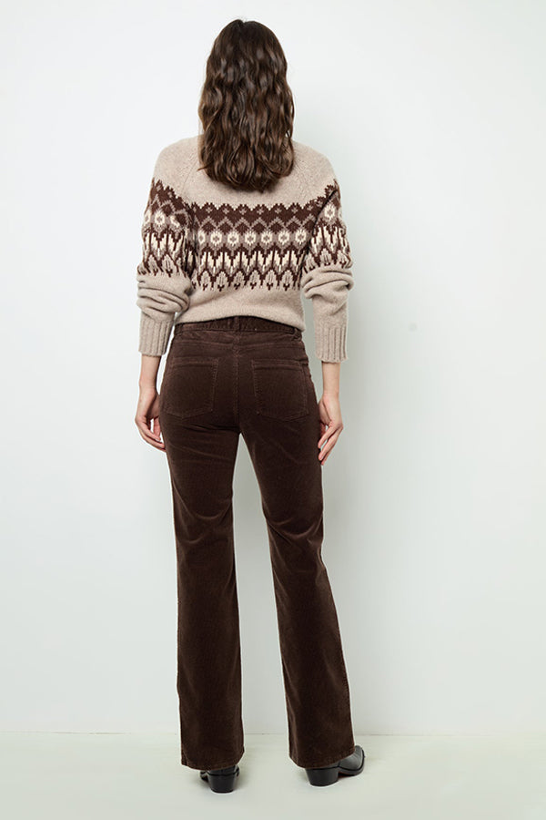 NAZIA BROWN FLARED CORDUROY TROUSERS