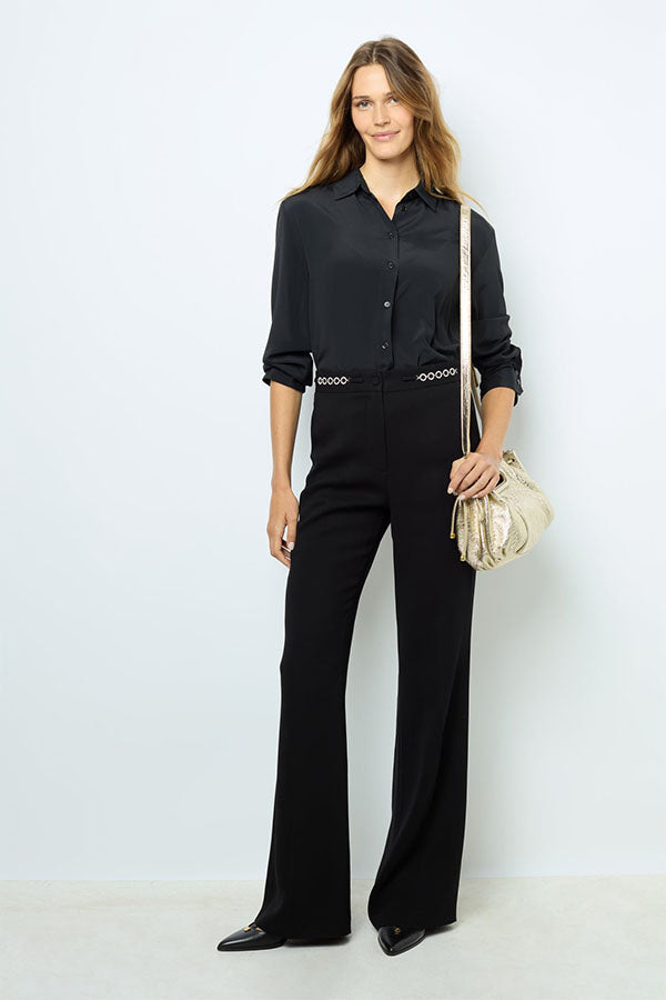 NUALA NAVY WIDE LEGGED TROUSERS