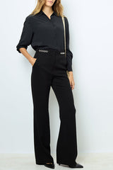 NUALA NAVY WIDE LEGGED TROUSERS