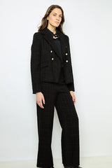 NADINE WIDE LEG TWEED TROUSERS