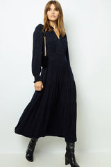 SANDRINE RUFFLED JACQUARD MAXI DRESS