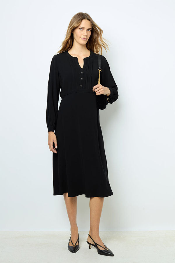 SOLANGE BLACK WAISTED MIDI DRESS