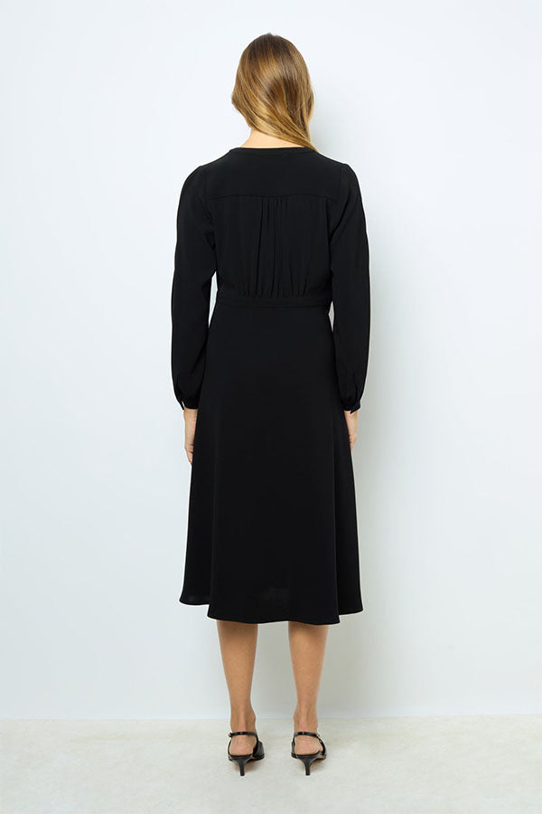 SOLANGE BLACK WAISTED MIDI DRESS