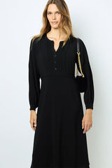 SOLANGE BLACK WAISTED MIDI DRESS