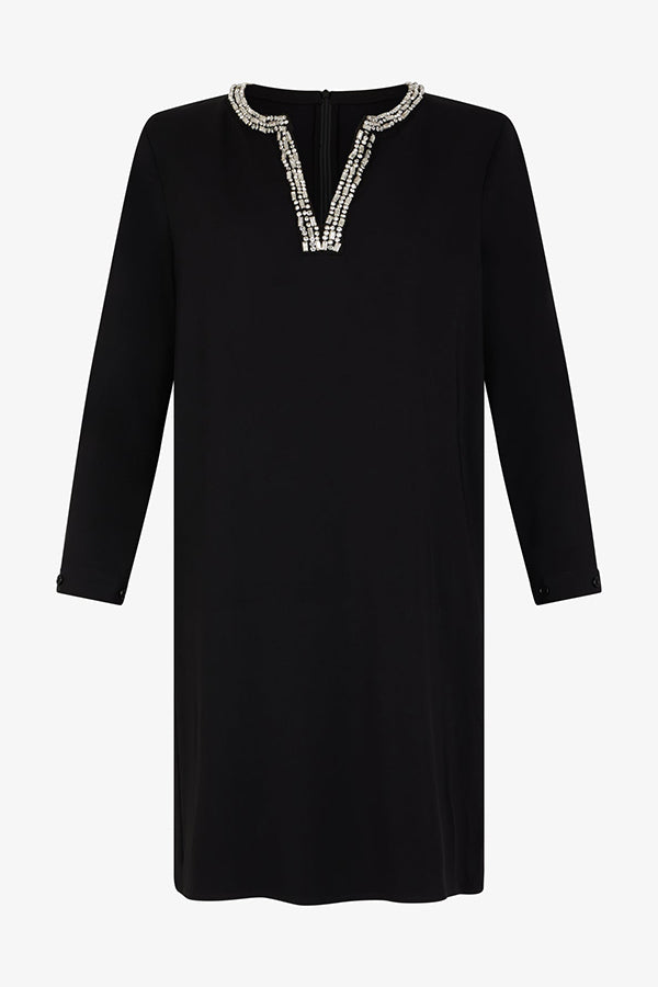 STERNA BLACK JEWEL COLLAR MINI DRESS