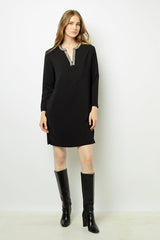 STERNA BLACK JEWEL COLLAR MINI DRESS