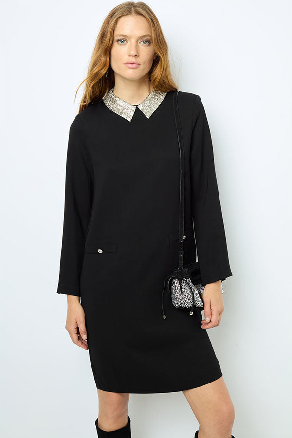 SYLVINE JEWEL SHIRT COLLAR MINI DRESS