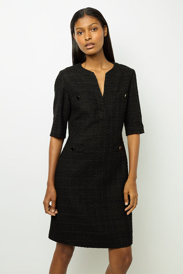 SALOME BLACK TWEED MINI DRESS