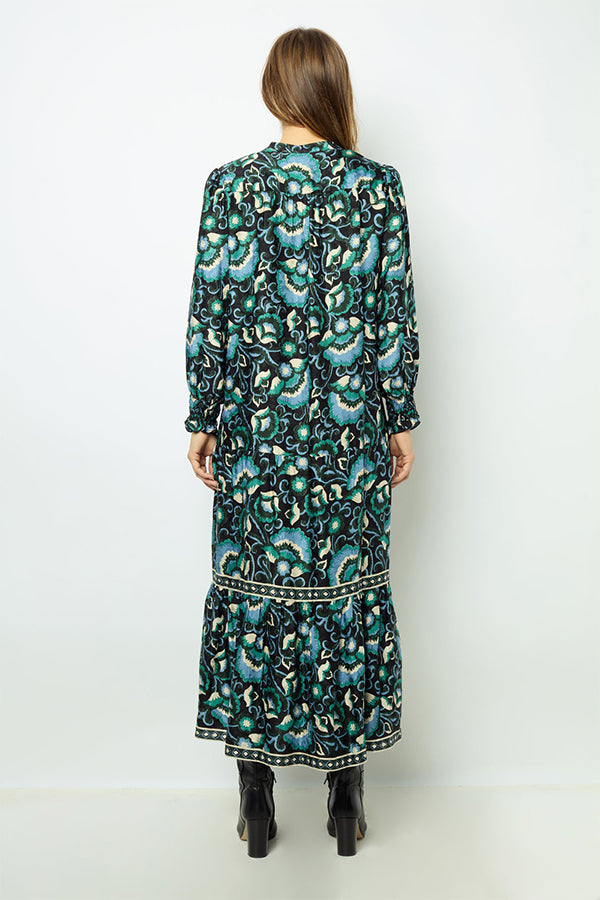 SANDA JACQUARD PRINT MIDI DRESS