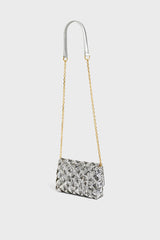 LE MINI FANNY SILVER MINI SEQUIN CROSSBODY BAG