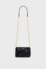 LE MINI FANNY BLACK MINI SEQUIN CROSSBODY BAG