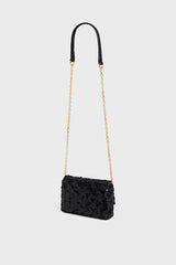 LE MINI FANNY BLACK MINI SEQUIN CROSSBODY BAG