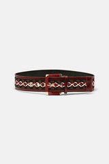 DATURA BURGUNDY WOVEN RAFFIA BELT