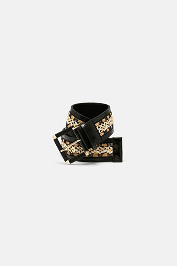 DATURA BLACK WOVEN RAFFIA BELT